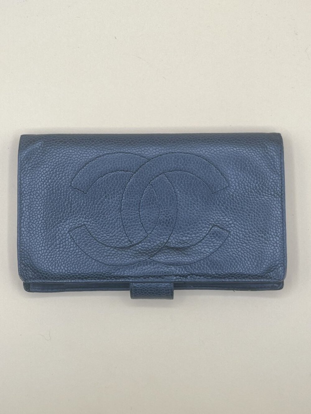 Chanel Timeless CC Long Bifold Wallet Black Caviar Leather Serial Sticker Snap T